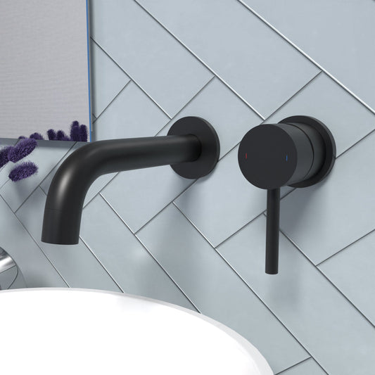 Eden Wall Mounted Basin Mixer – Matt Black Modern Bathroom Tap