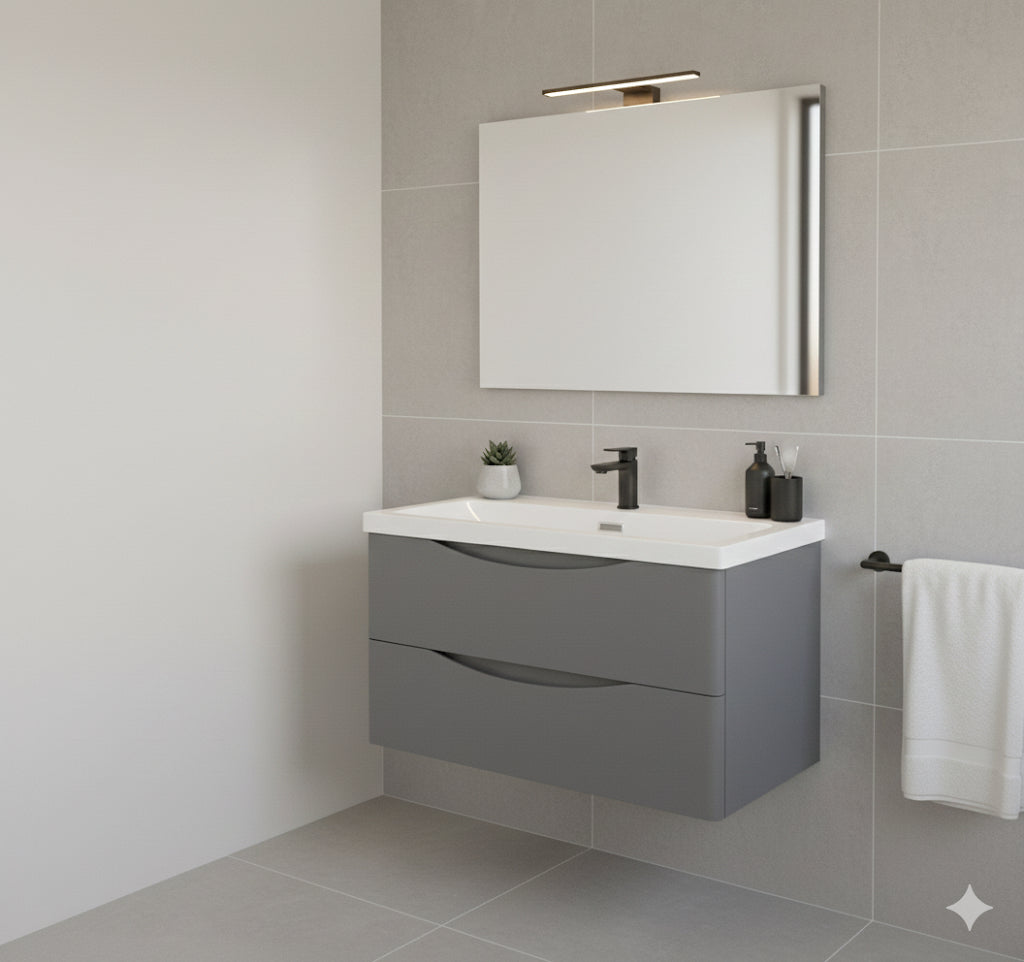 DWELTA 800 Wall Hung Vanity Unit with Resin Basin Anthracite 800x500x450mm