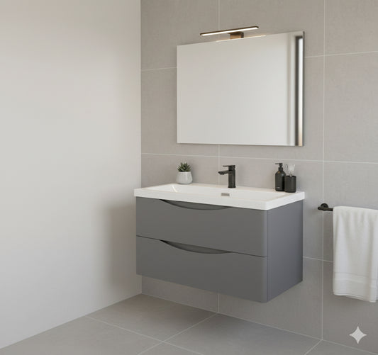 DWELTA 800 Wall Hung Vanity Unit with Resin Basin Anthracite 800x500x450mm