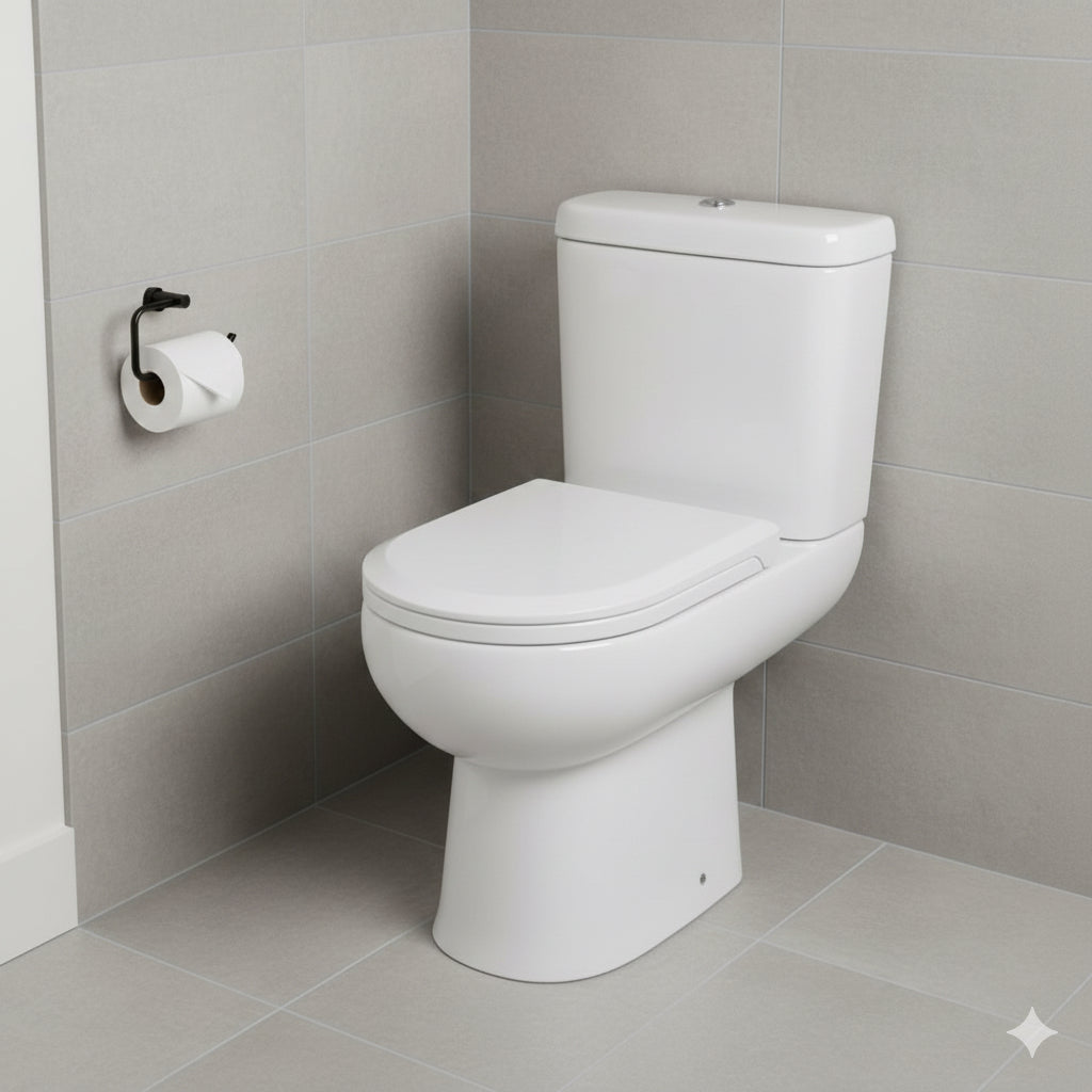Aura Rimless Close Coupled Toilet & Soft Close Seat - 360w x 400h x 615d