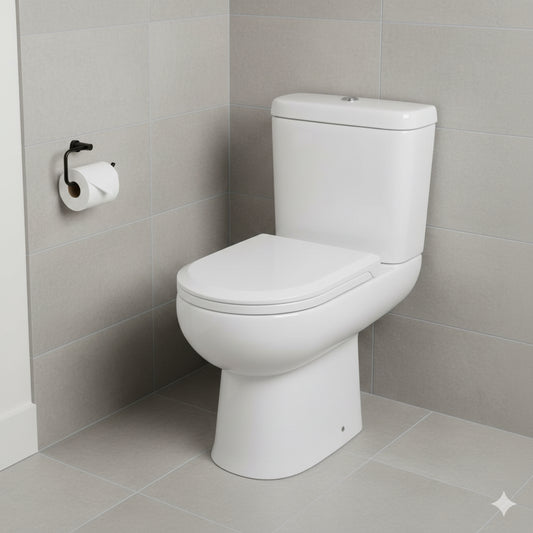 Aura Rimless Close Coupled Toilet & Soft Close Seat - 360w x 400h x 615d