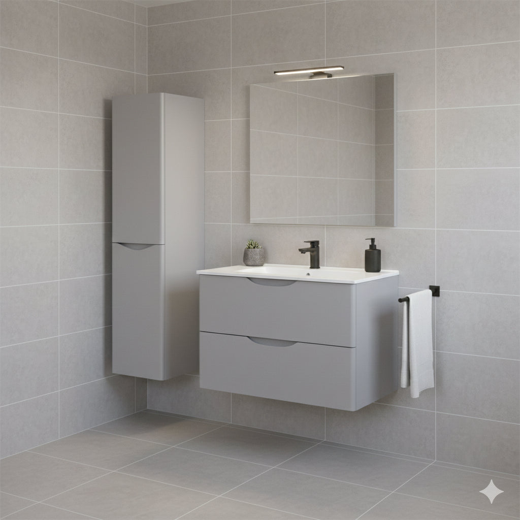 WELTA Tallboy Storage Cabinet – Matt Grey | 400w x 1500h x 300d