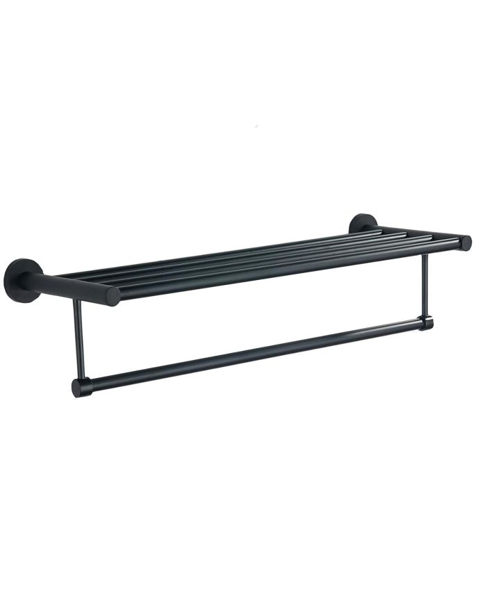 Alpha Matte Black Glass Shelf – Wall Mounted Bathroom Storage Rack