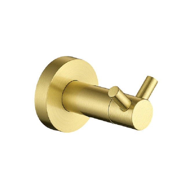 Alpha Brushed Brass Robe Hook – Wall Mounted Bathroom & Closet Hook