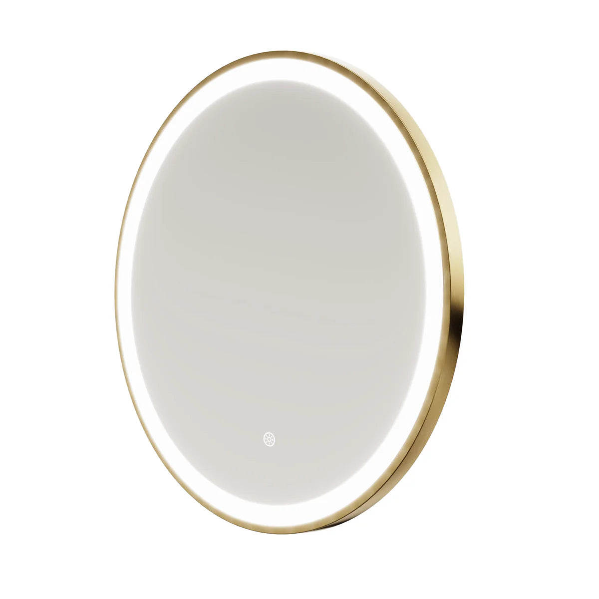 LED Round Bathroom Mirror 600x600mm Brushed Brass with LED Demister