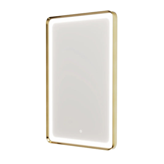 LED Rectangle Bathroom Mirror 500x700mm Brushed Brass with LED Demister