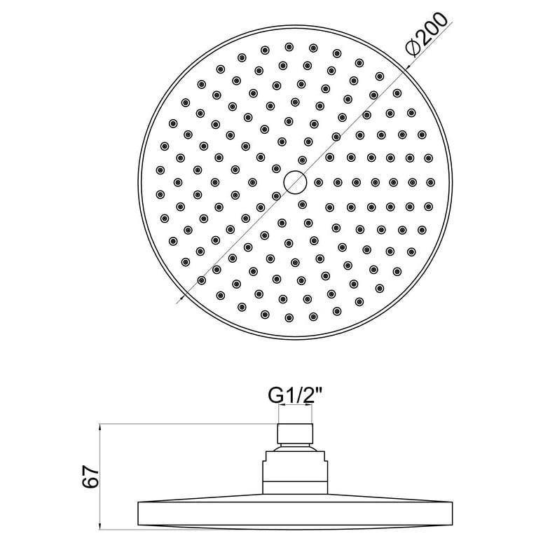 Round ABS Ultra Slim Shower Head 200mm – Modern Lightweight Bathroom Design