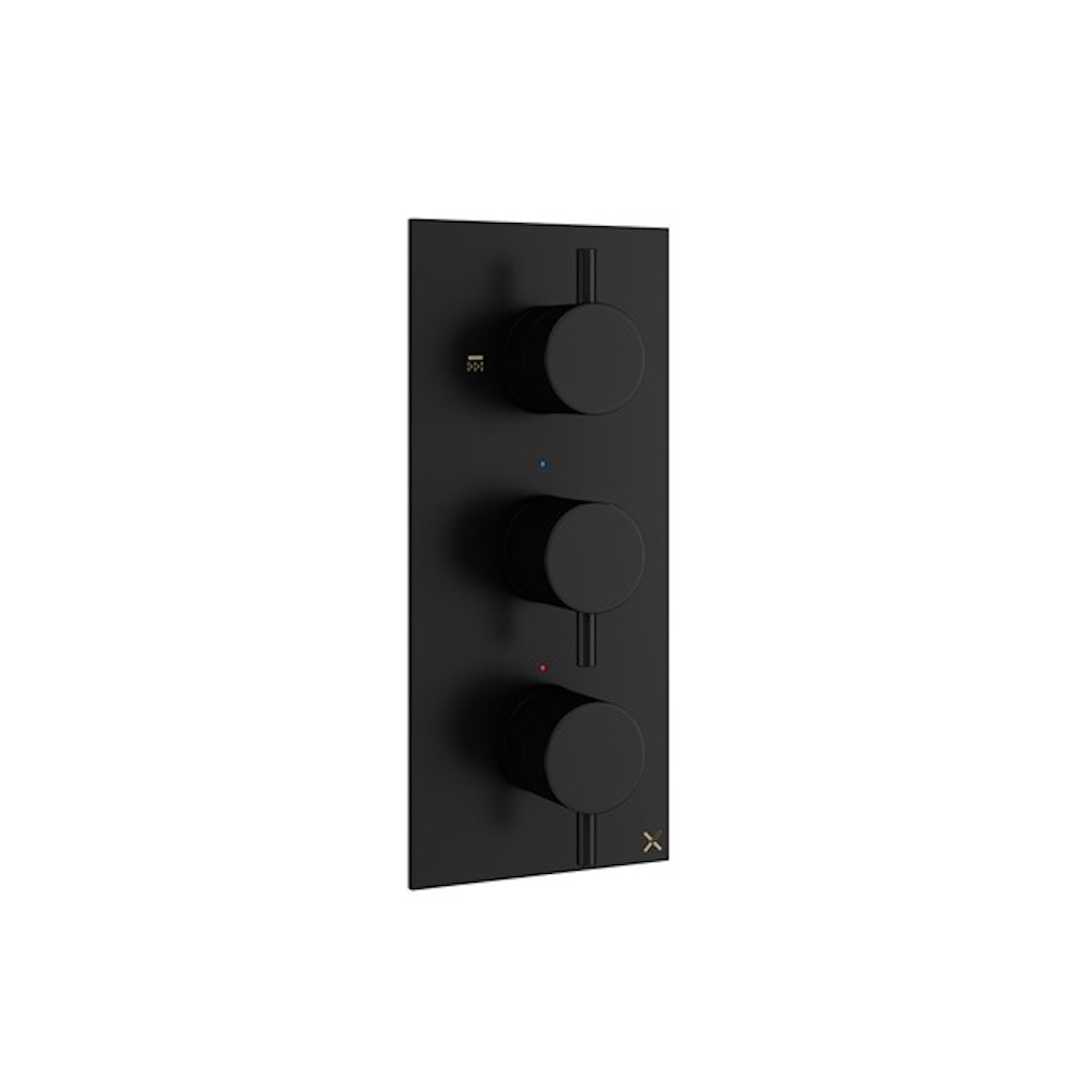Triple Round Handle, 2 Oulet Concealed Valve Matt Black