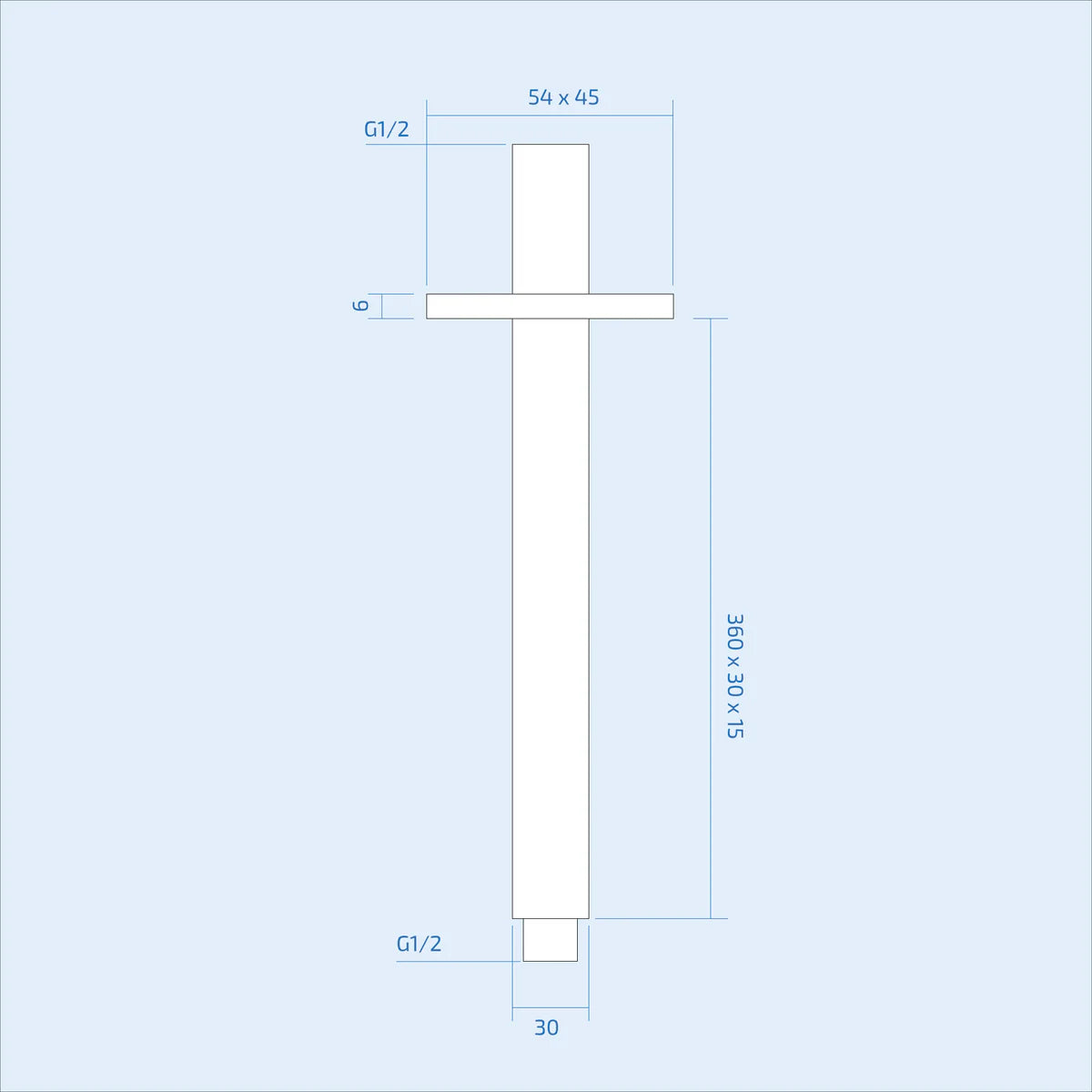 Polished Chrome Ceiling Shower Arm –250mm Extension Pipe with Flange