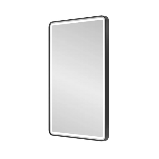 LED Rectangle Bathroom Mirror 500x700mm Matt Black with LED Lighting
