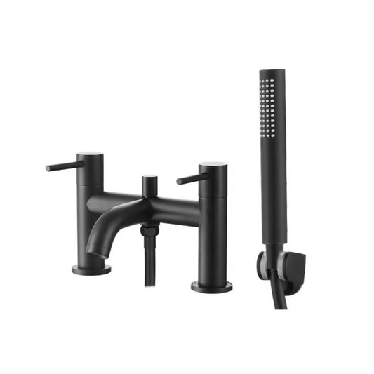Cascade Bath Shower Mixer Matt Black with Shower Kit & Wall Bracket – Modern Tap