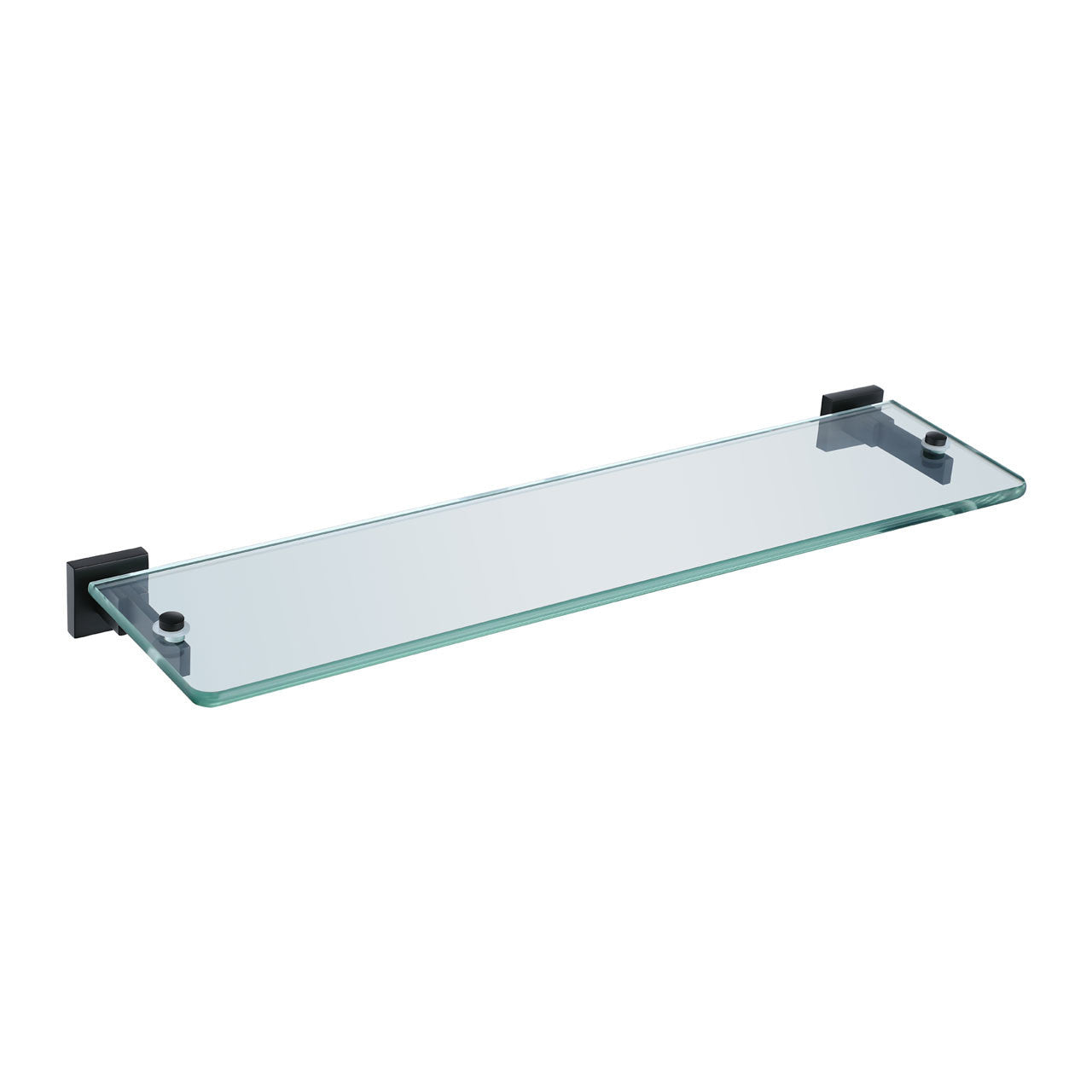 Moda Matte Black Glass Shelf – Wall Mounted Bathroom Storage Shelf with Brackets
