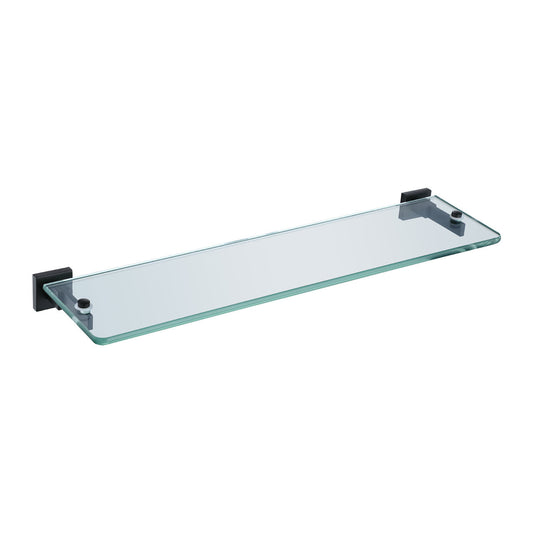 Moda Matte Black Glass Shelf – Wall Mounted Bathroom Storage Shelf with Brackets
