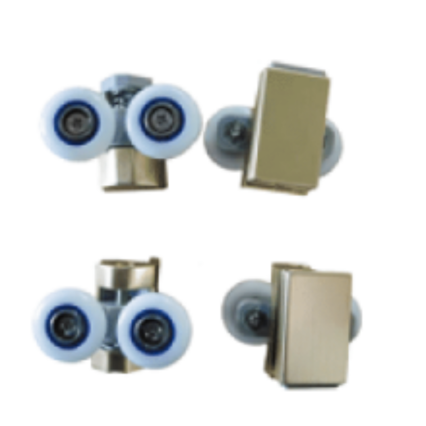 Nylon Double Wheel Set – Brushed Brass | 2 Upper & 2 Bottom Rollers (Per Pair)
