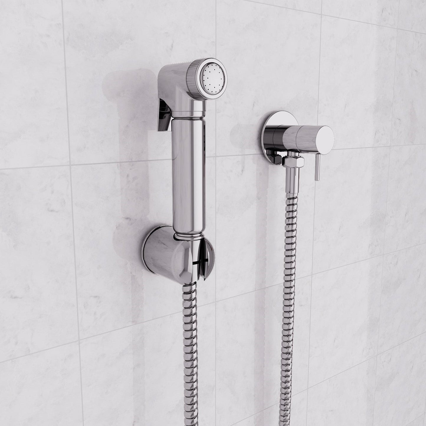 Premium Douche Handset with Hose, Wall Bracket & Outlet Elbow – Chrome Finish