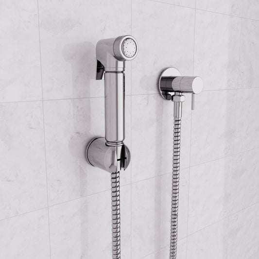 Premium Douche Handset with Hose, Wall Bracket & Outlet Elbow – Chrome Finish