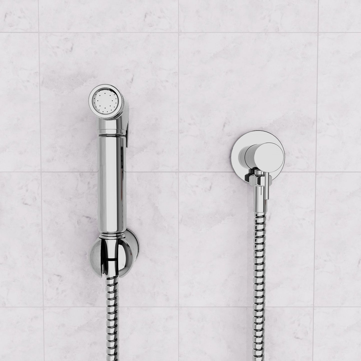 Premium Douche Handset with Hose, Wall Bracket & Outlet Elbow – Chrome Finish