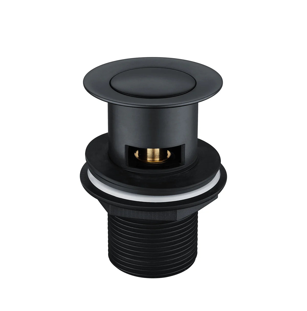 Round Dome Slotted Sprung Basin Waste – Matt Black Push Click Design
