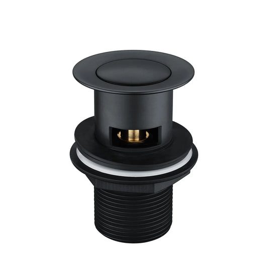 Round Dome Slotted Sprung Basin Waste – Matt Black Push Click Design
