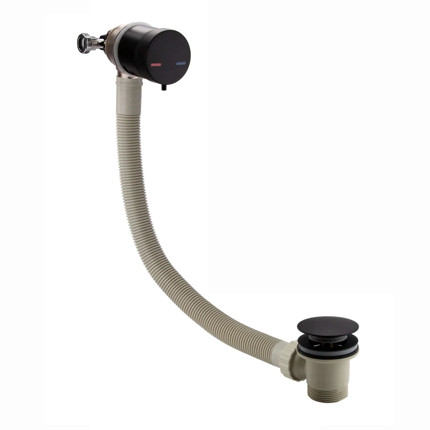 Round Bath Filler & Overflow Kit – Matt Black with Integrated Waste