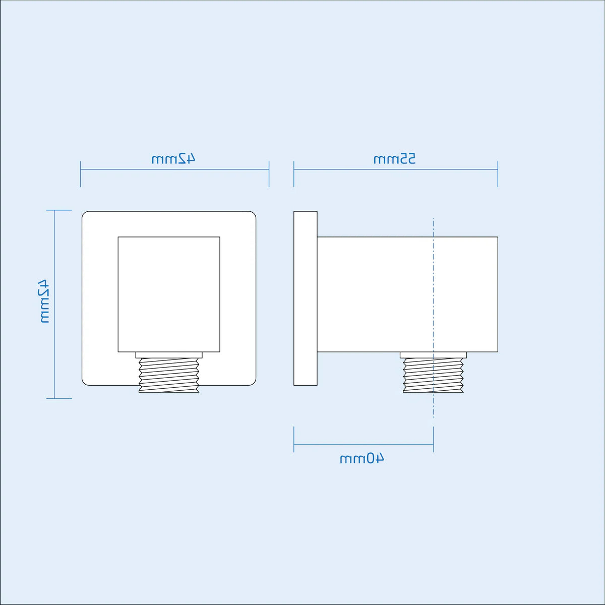 Square Shower Outlet Elbow – Chrome Wall Mounted Hand Shower Connector