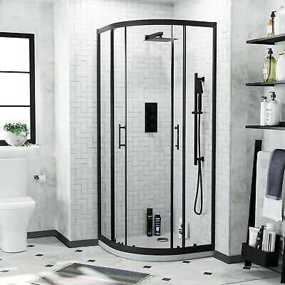 Marina 6 Quadrant Shower Enclosure 6mm Clear Glass with Matt Black Frame