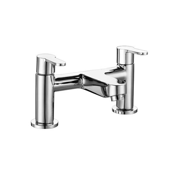 Elite Chrome Dual Handle Bath Filler Tap – Modern Deck Mounted Mixer