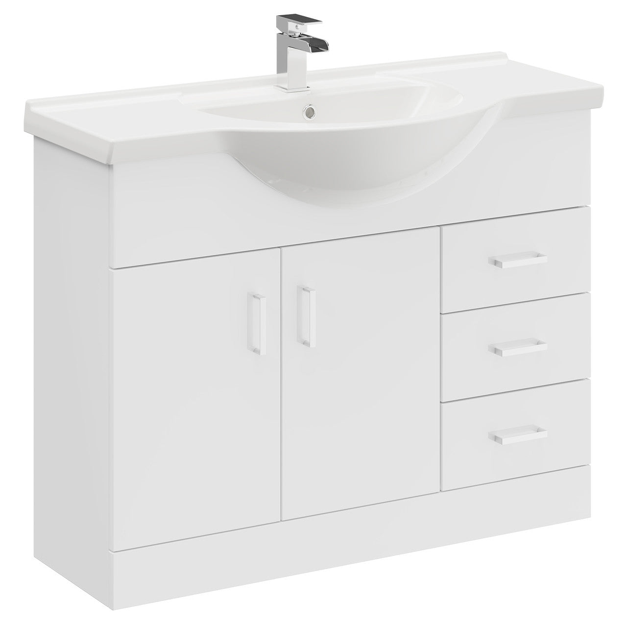 CHELSEA 1050 White Vanity Unit with Ceramic Basin (1060w x 836h x 485d)