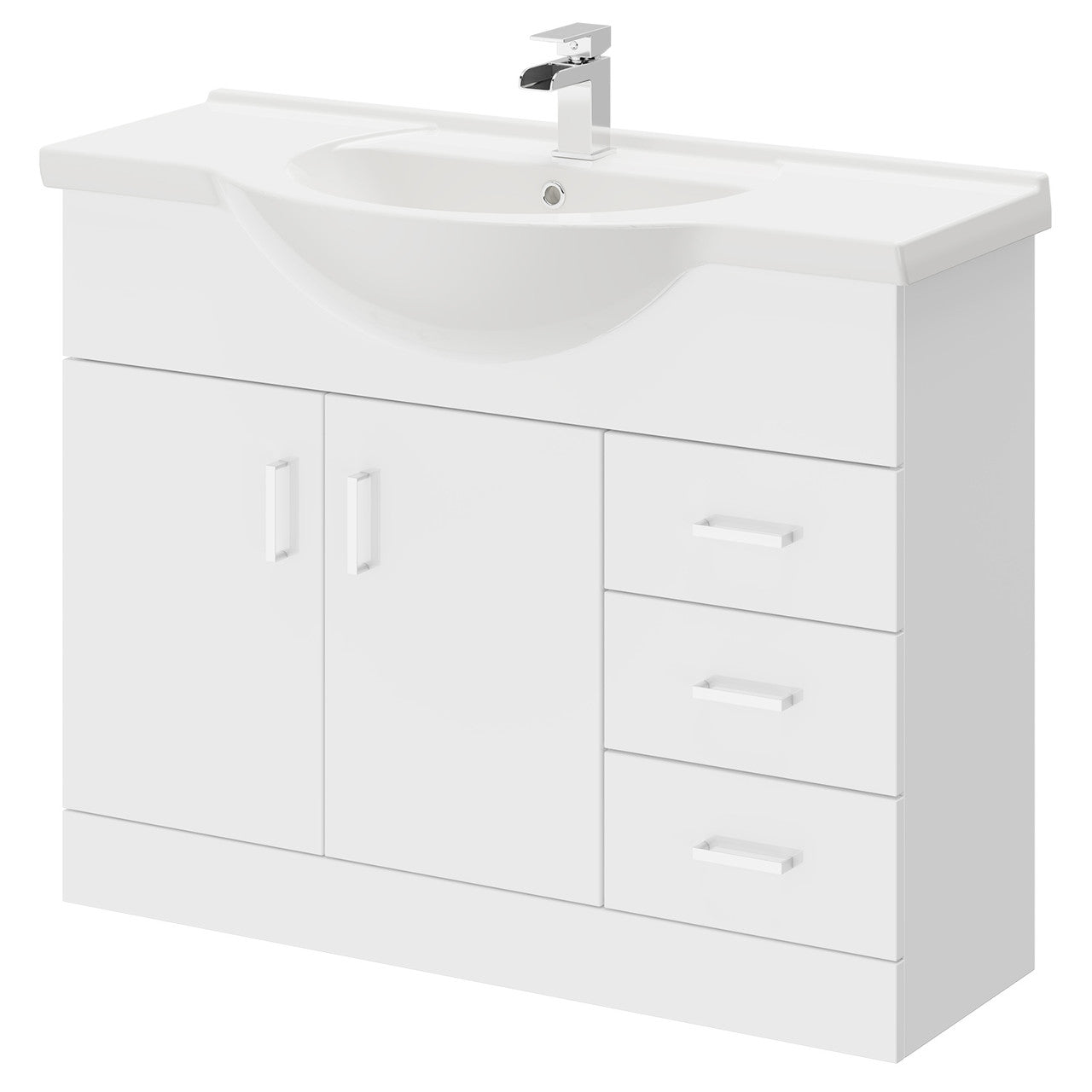 CHELSEA 1050 White Vanity Unit with Ceramic Basin (1060w x 836h x 485d)