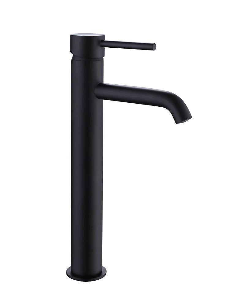 Cascade Tall Mono Basin Mixer Tap Matt Black – Modern Countertop Sink Tap