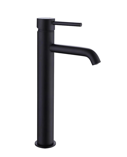 Cascade Tall Mono Basin Mixer Tap Matt Black – Modern Countertop Sink Tap