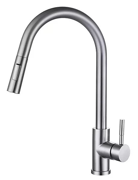 Pull Out Single Handle Kitchen Faucet – Brushed Stainless Steel Mixer Tap