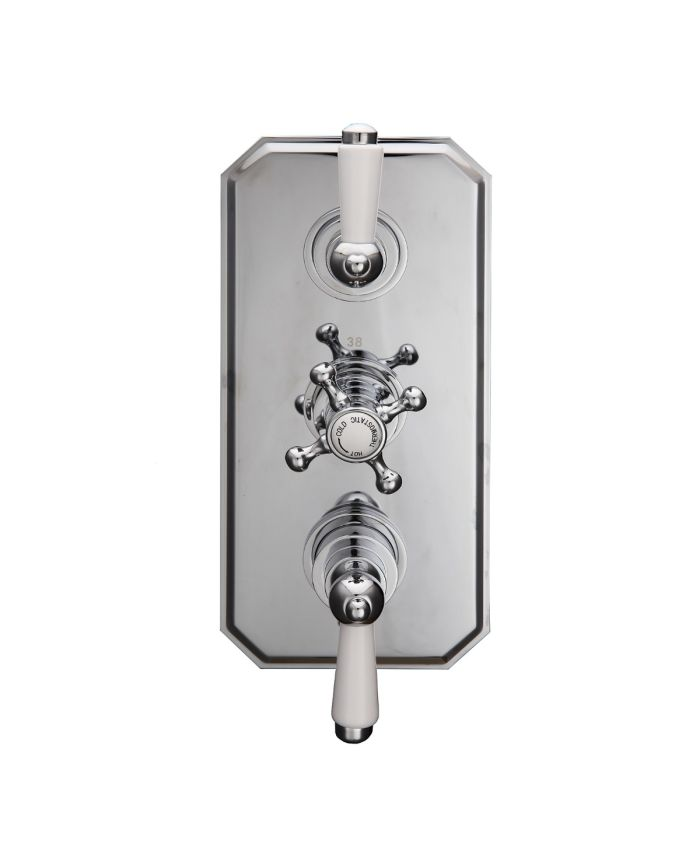 Traditional 3 Dial 2 Way Concealed Thermostatic Shower Valve Brass Chrome