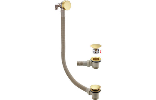 Round Bath Filler & Overflow Kit – Brushed Brass with Integrated Waste