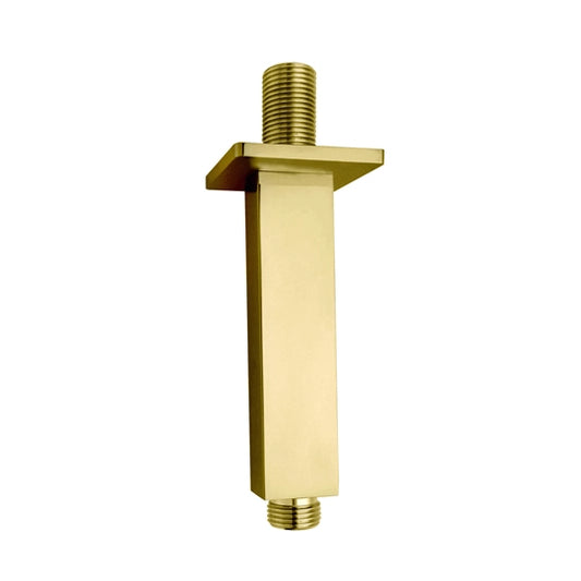 Brushed Brass Square Ceiling Shower Arm 120mm Extension Pipe with Flange