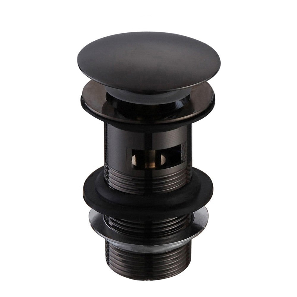 Round Dome Slotted Sprung Basin Waste – Matt Black Finish Push Click