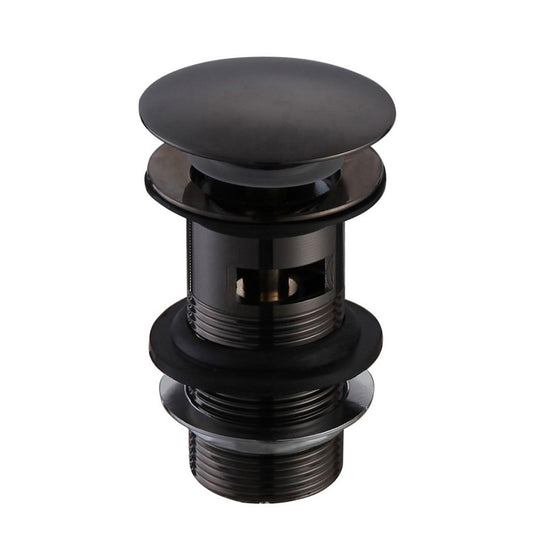 Round Dome Slotted Sprung Basin Waste – Matt Black Finish Push Click