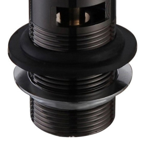 Round Dome Slotted Sprung Basin Waste – Matt Black Finish Push Click