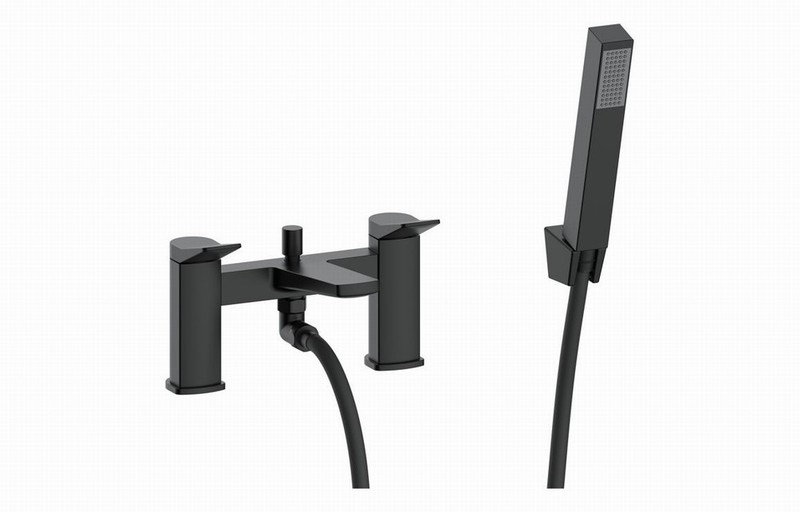Deluxe Bath Shower Mixer Matt Black • Shower Kit & Wall Bracket included