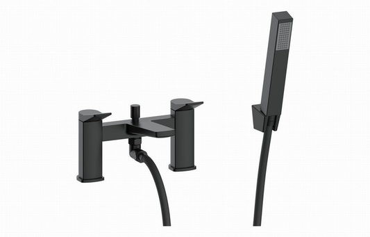 Deluxe Bath Shower Mixer Matt Black • Shower Kit & Wall Bracket included