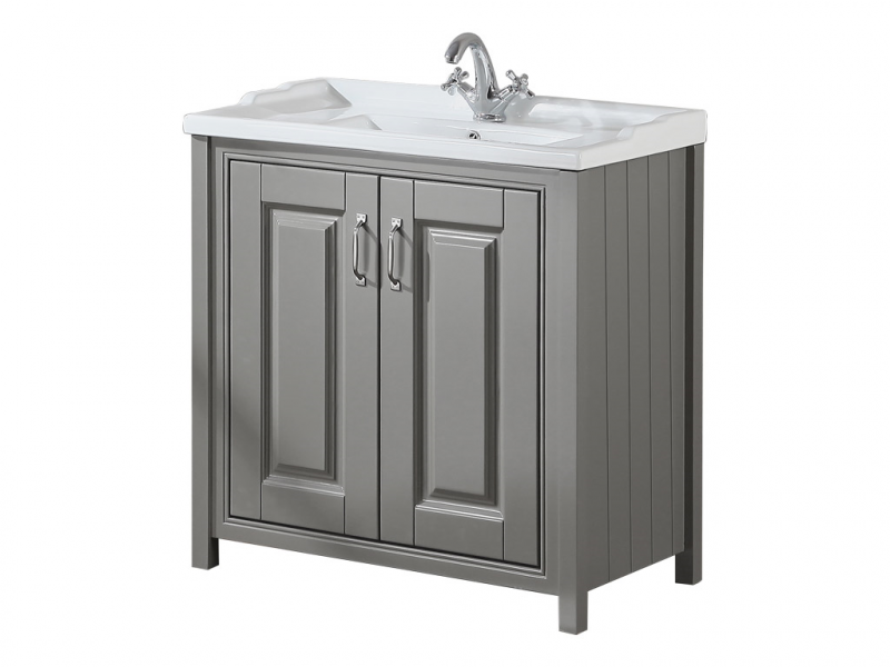 SHARATON 800 Stone Grey Vanity Unit with Ceramic Basin (810w x 815h x 465d)