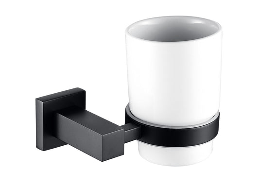 Moda Tumbler Holder with Cup – Matte Black Wall Mounted Bathroom Accessory