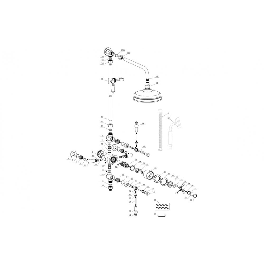 Exposed Thermostatic Shower System – Chrome Rainfall Shower with Handheld