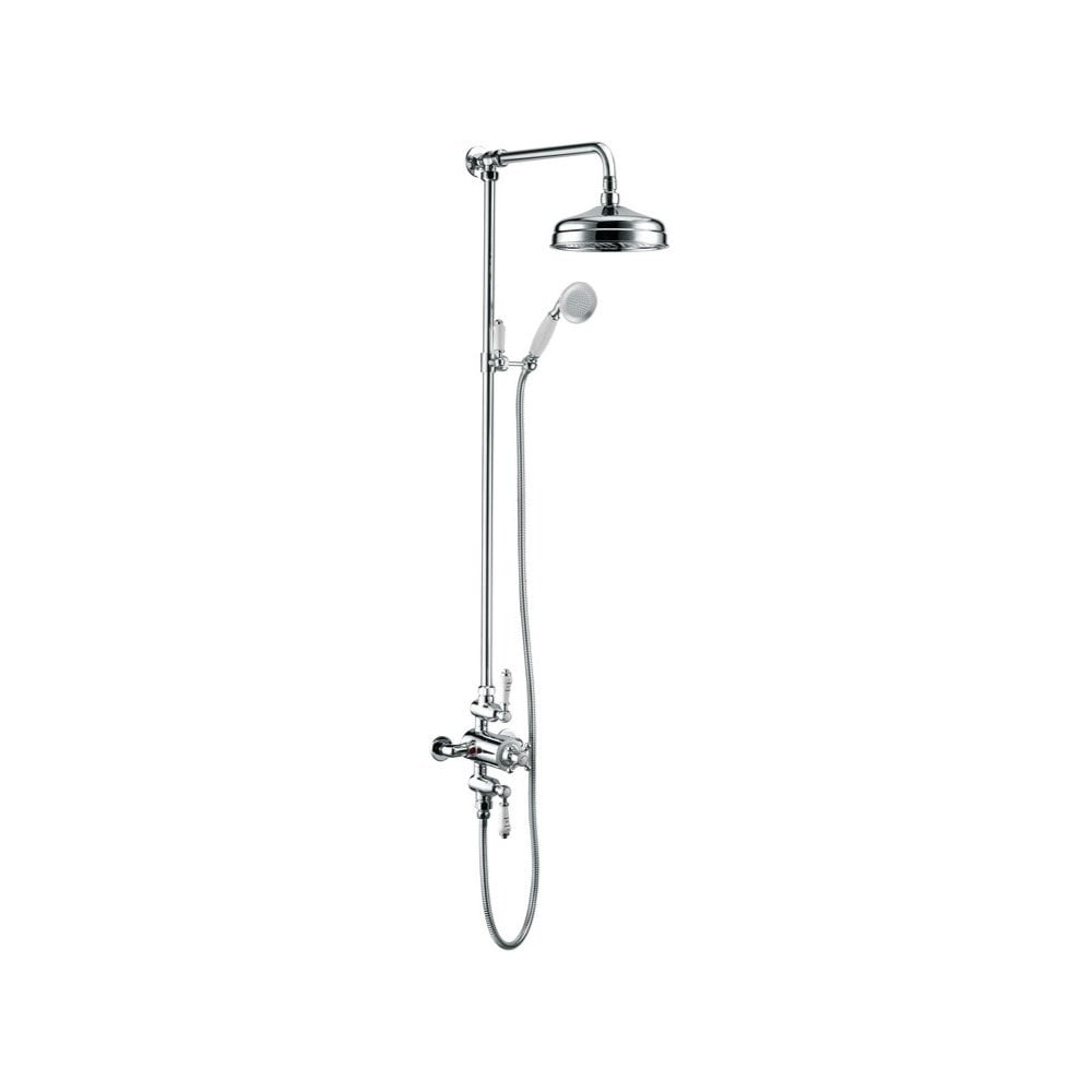 Exposed Thermostatic Shower System – Chrome Rainfall Shower with Handheld
