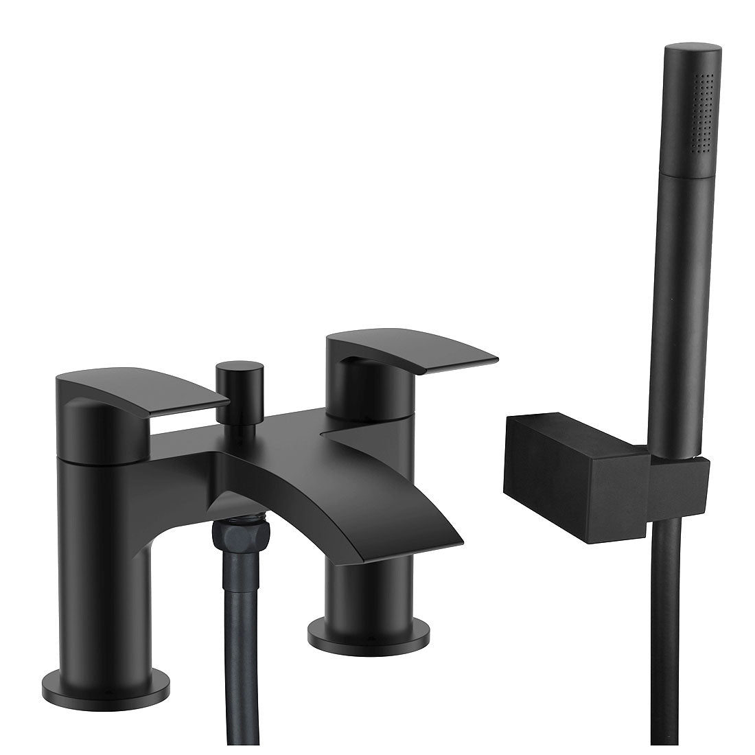 Sleek Matt Black Bath Shower Mixer Tap – With Shower Kit & Wall Bracket