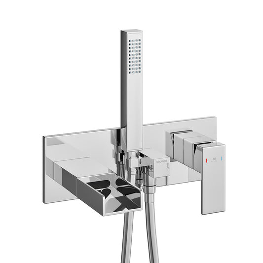 Zenith Wall Mounted Basin Shower Mixer Tap with Waterfall Spout & Shower Kit