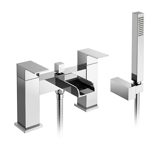 Zenith Chrome Bath Shower Mixer Tap with Handheld Shower Kit & Wall Bracket