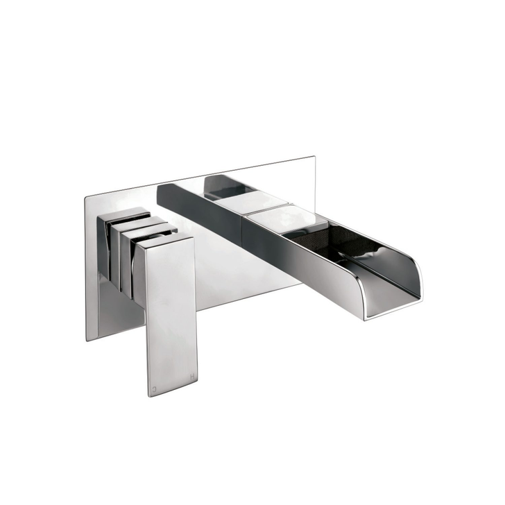 Zenith Wall Mounted Basin Mixer Tap with Waterfall Spout – Chrome Finish