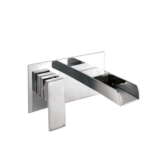 Zenith Wall Mounted Basin Mixer Tap with Waterfall Spout – Chrome Finish