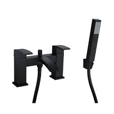 Classic Bath Shower Mixer Matt Black with Shower Kit & Wall Bracket – Modern Bathtub Tap